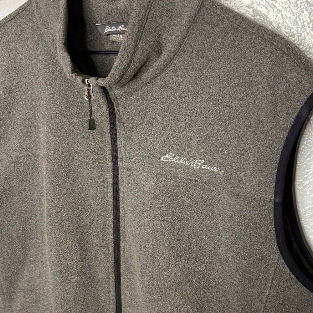 Eddie Bauer Men's Full Zip Fleece Charcoal Vest 2XL
